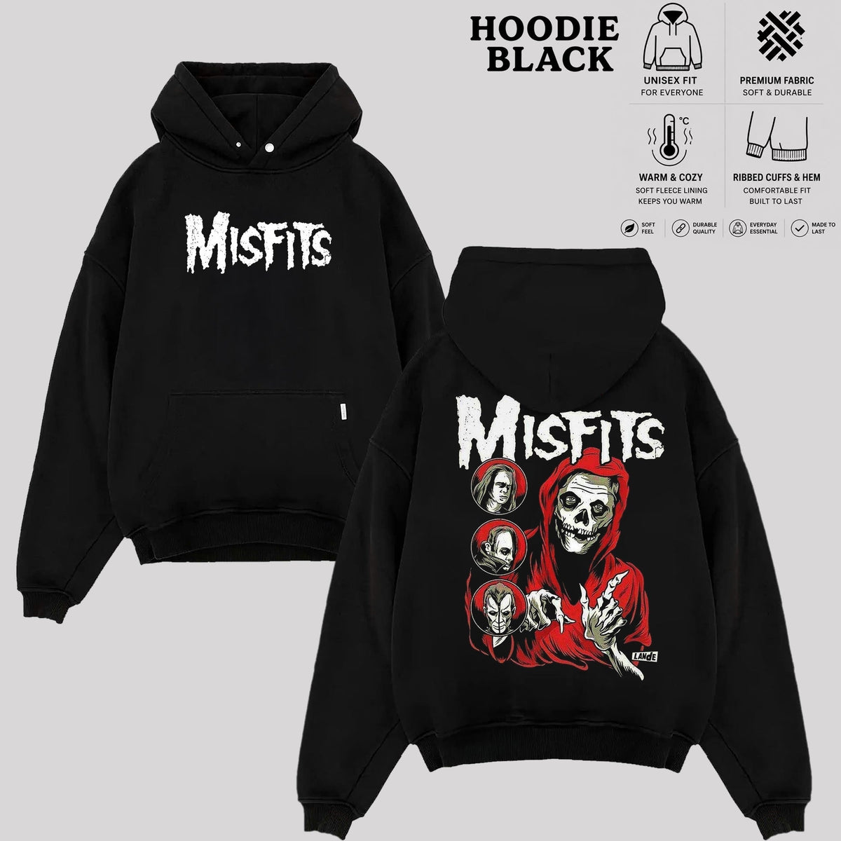 Vintage Misfits Band Shirt & Hoodie, Punk Rock Graphic Tee
