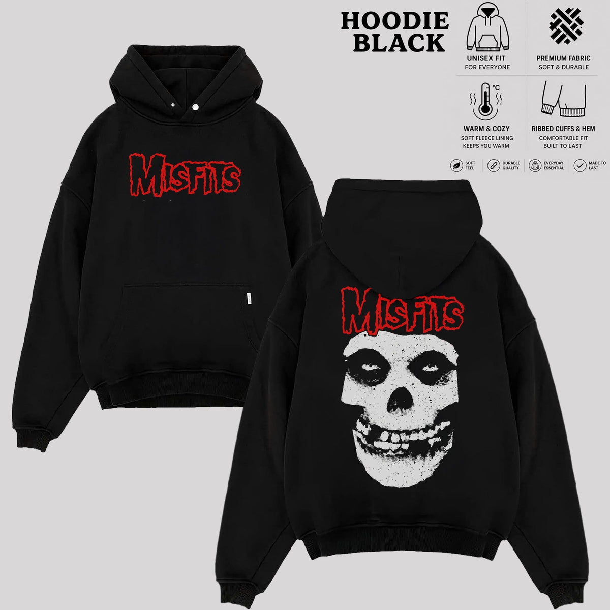 Vintage Misfits Band Shirt & Hoodie, Punk Rock Graphic Tee