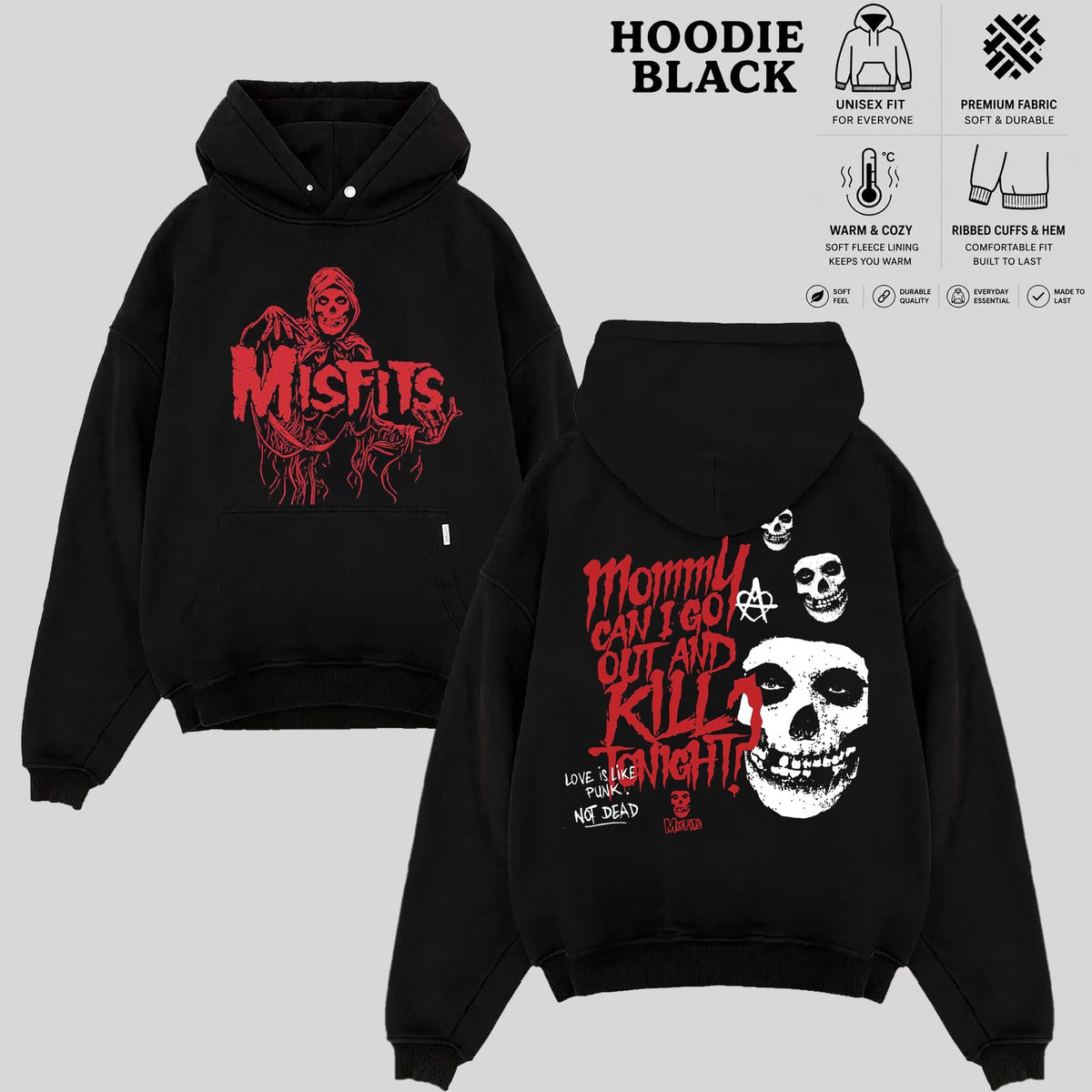 Vintage Misfits Band Shirt & Hoodie, Punk Rock Graphic Tee